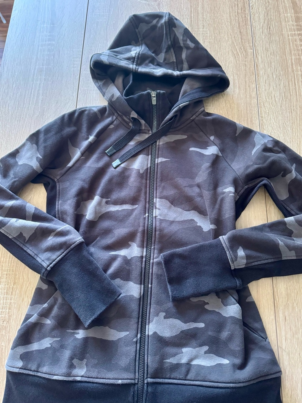 Athleta Women’s Black & Gray Camo Zip-Up Hoodie